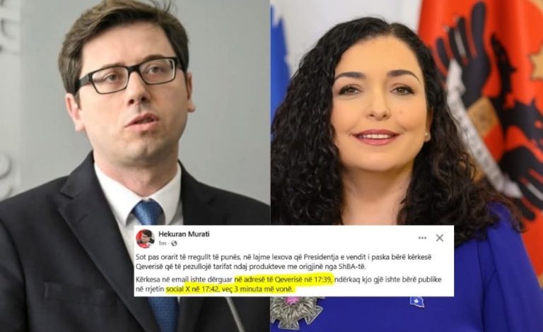 Murati godet Osmanin pas kërkesës për heqjen e tarifës 10% ndaj ShBA-së, e akuzon për publicitet në rrjete sociale