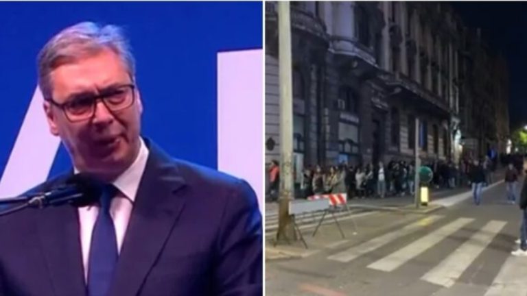 Derisa po e mbante fjalimin Vuçiqi, mbështetësit e braktisin dhe largohen nga tubimi