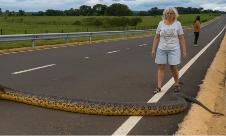 Anakonda gjigante bllokon rrugën, shoferët e zgjidhin problemin ë një mënyrë interesante